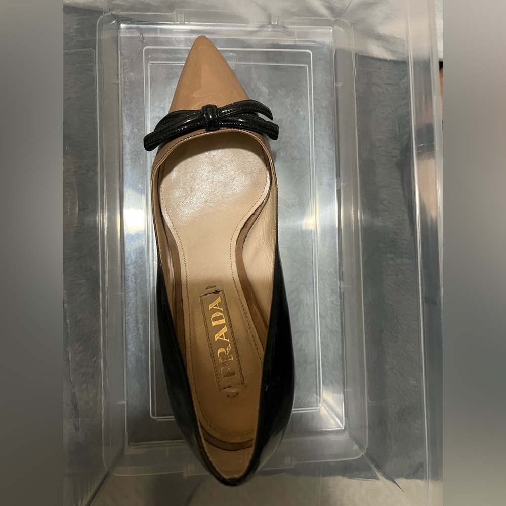 Authentic Prada Ombré paten kitten heel